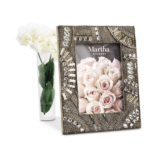 Martha Stewart Collection Silver Beaded 5" x 7" Frame, Created for Macy's
