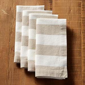 Wheaton Wide Stripe Napkin, Set of 4- Flax