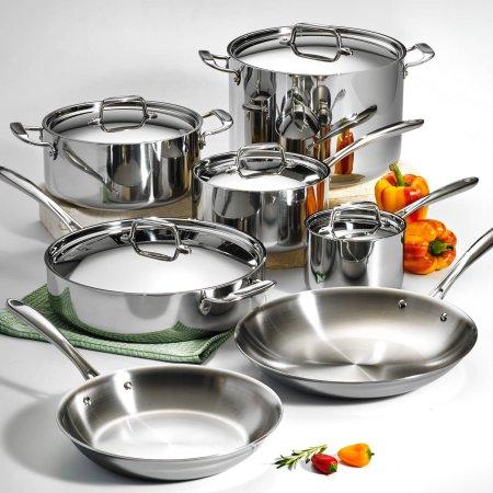Tramontina 12-Piece Tri-Ply Clad Cookware Set, Stainless Steel