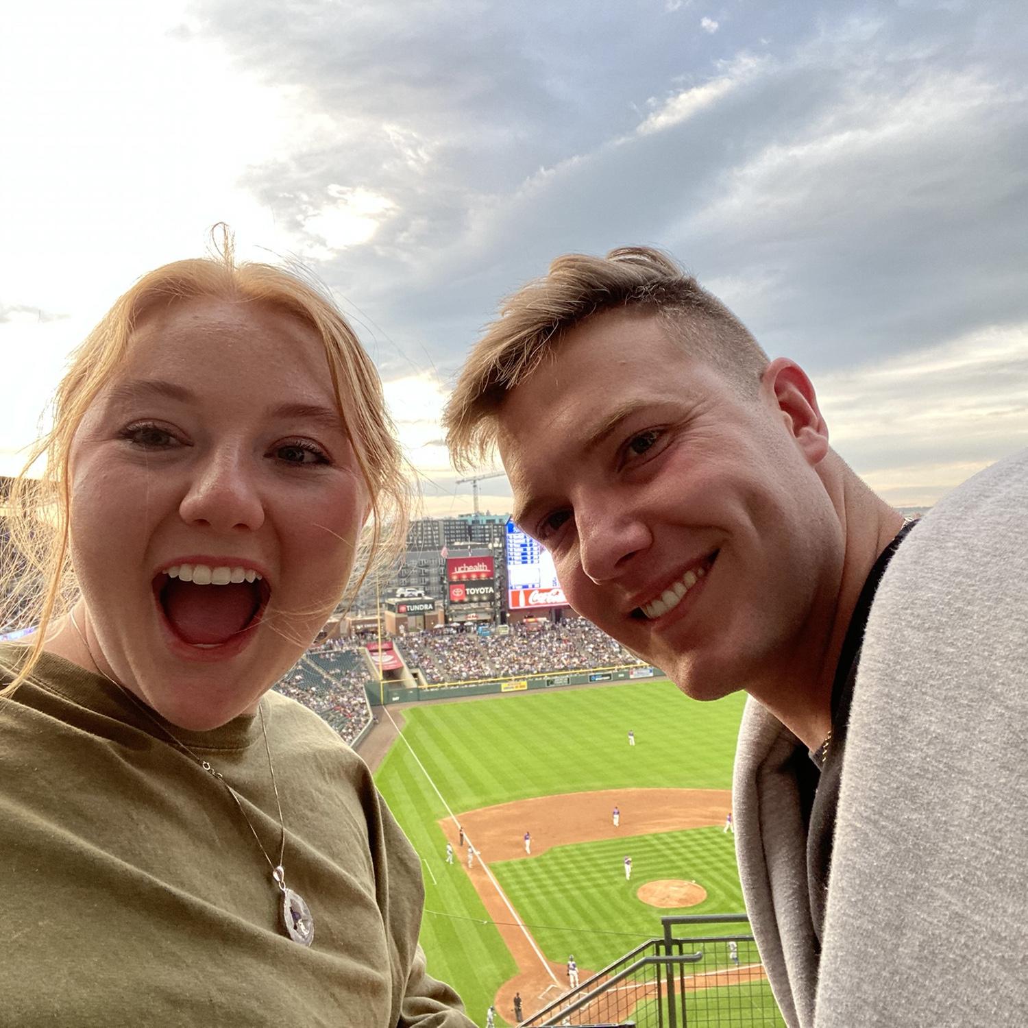 Having a blast at a baseball game!