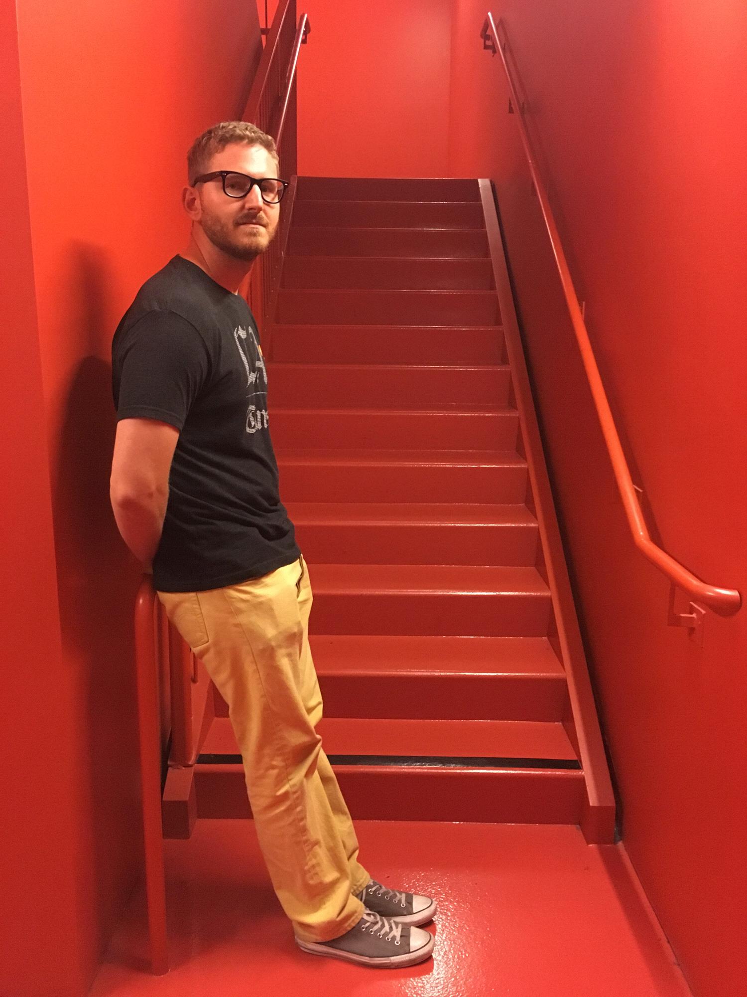 David's famous yellow pants at BAMPFA