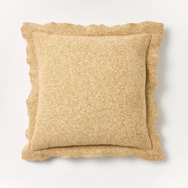 Oversized Heather Square Throw Pillow Dark Tan/Cream - Threshold™ designed with Studio McGee
