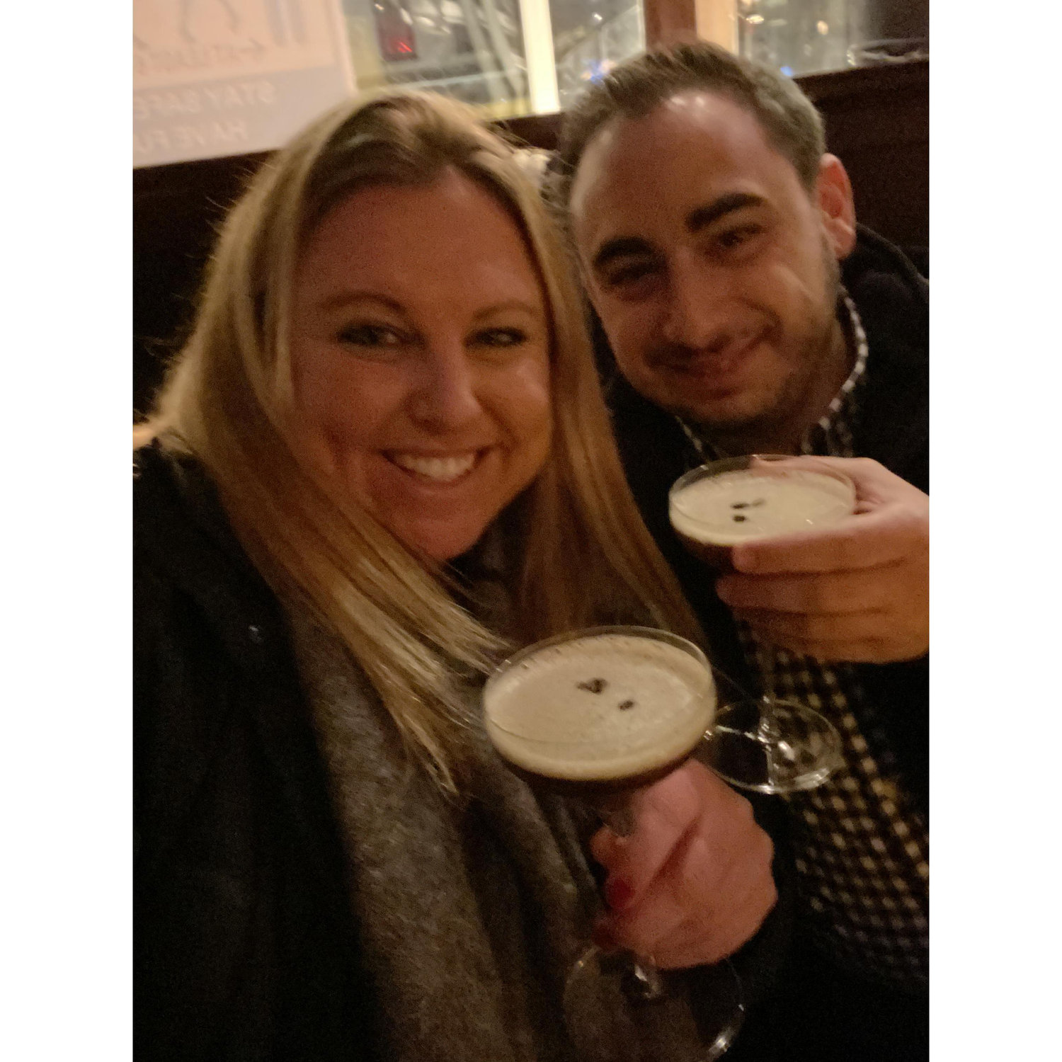 Our first drink indoors! Valentine's, 2021