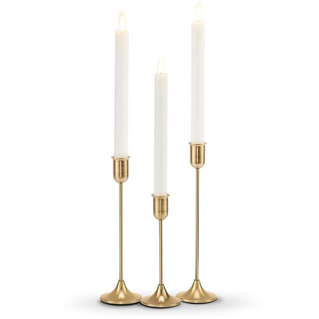 Candlestick Holders, Taper Candle Holders Set of 3, Gold Vintage Candle Sticks Holder Decor for Table Centerpiece, Fireplace Mantel, Weddings & Housewarming Décor with Gift Box