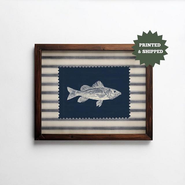 Striped Fishing Wall Art, Vintage Bass Poster, Rustic Western Cabin Decor, Retro Fish Poster, UNFRAMED Lakehouse Art SC-81