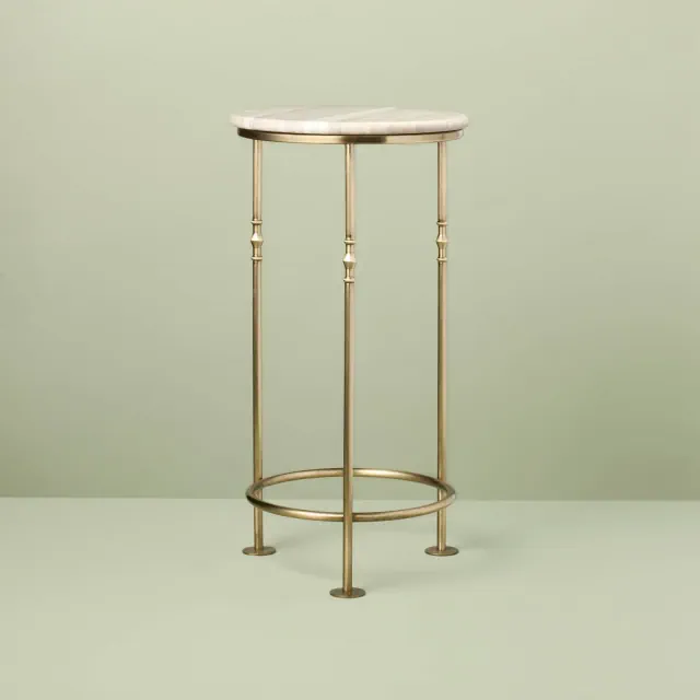 20"x10" Brass Plant Stand Antique Brass and Stone - Hearth & Hand™ with Magnolia
