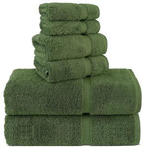 100% Cotton Premium Turkish Towels for Bathroom, 6-Piece Towel Set, Moss