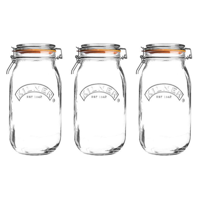 Kilner Round Clip Top Jar, 68 oz, Set of 3