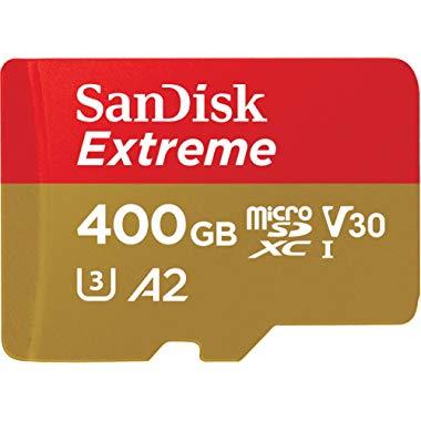 SanDisk 400GB Extreme microSDXC UHS-I Memory Card with Adapter - C10, U3, V30, 4K, A2, Micro SD - SDSQXA1-400G-GN6MA