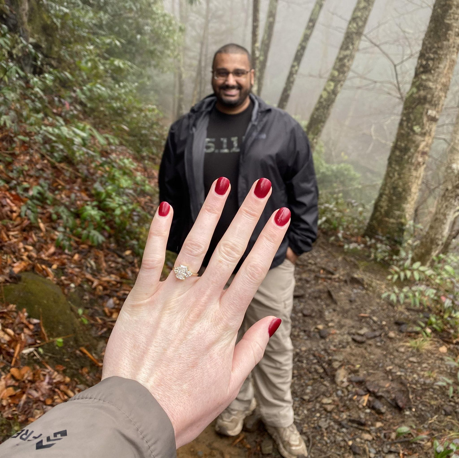 The spot where Jordan proposed on a hike in the Smoky Mountains