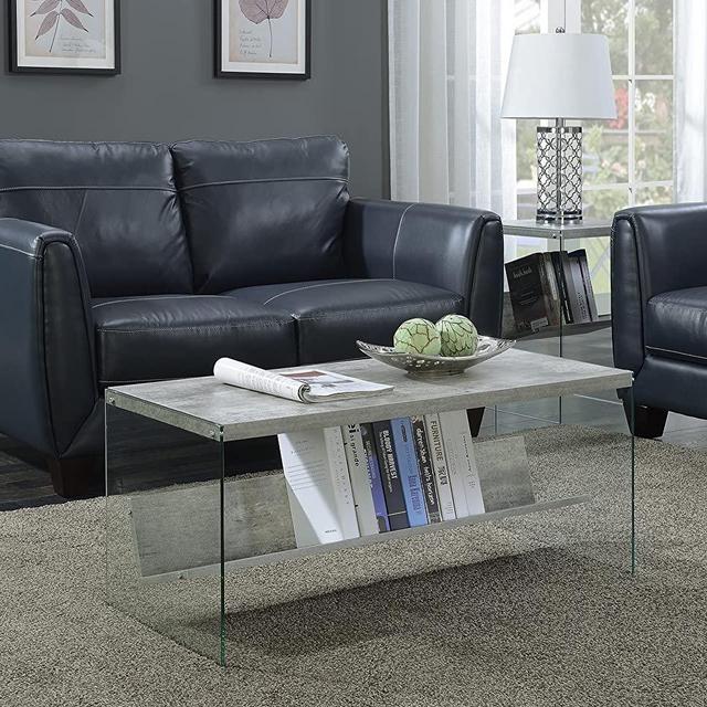 Convenience Concepts SoHo Coffee Table, Faux Birch / Glass