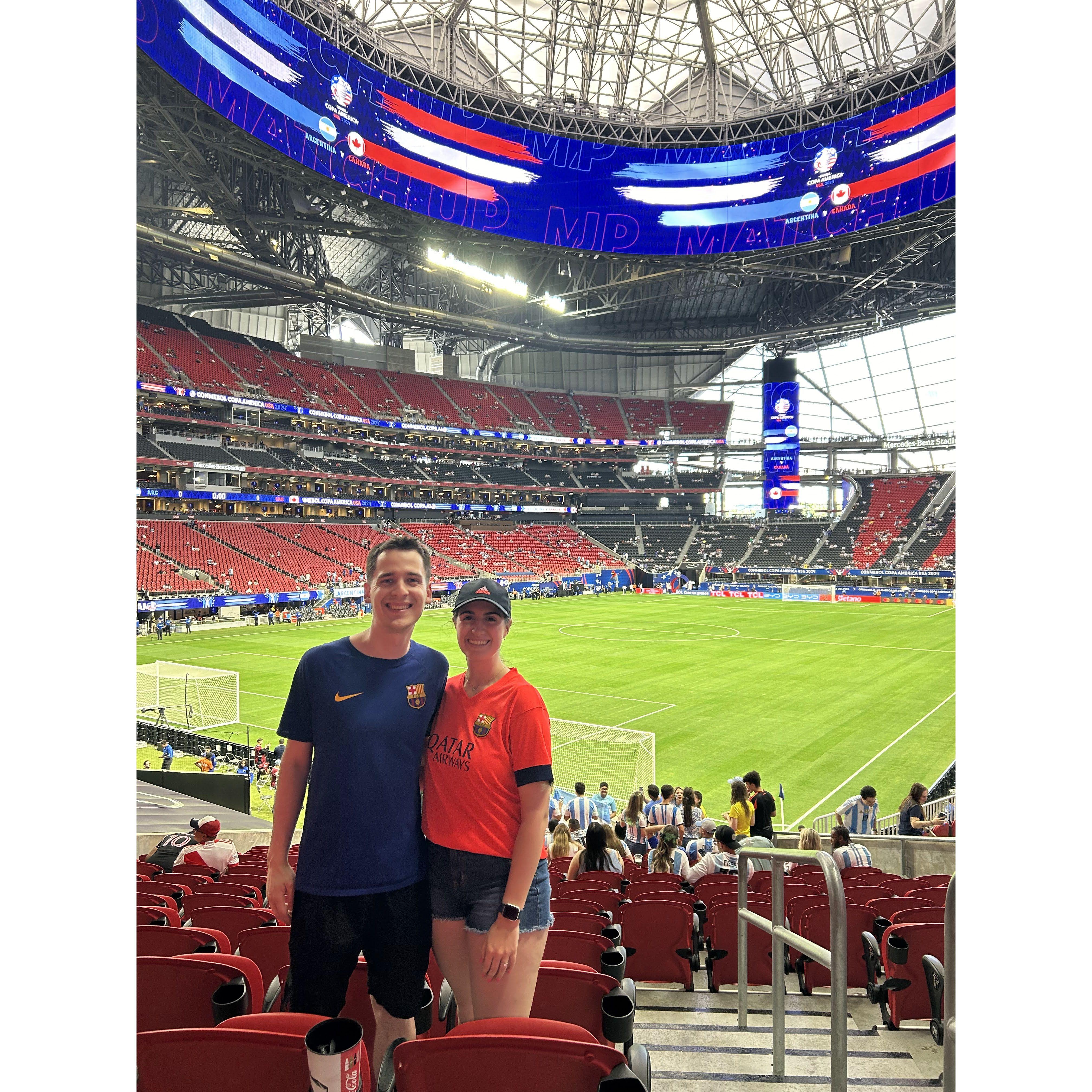 June 2024 - Copa America opening game in Atlanta - our first time watching Messi play!