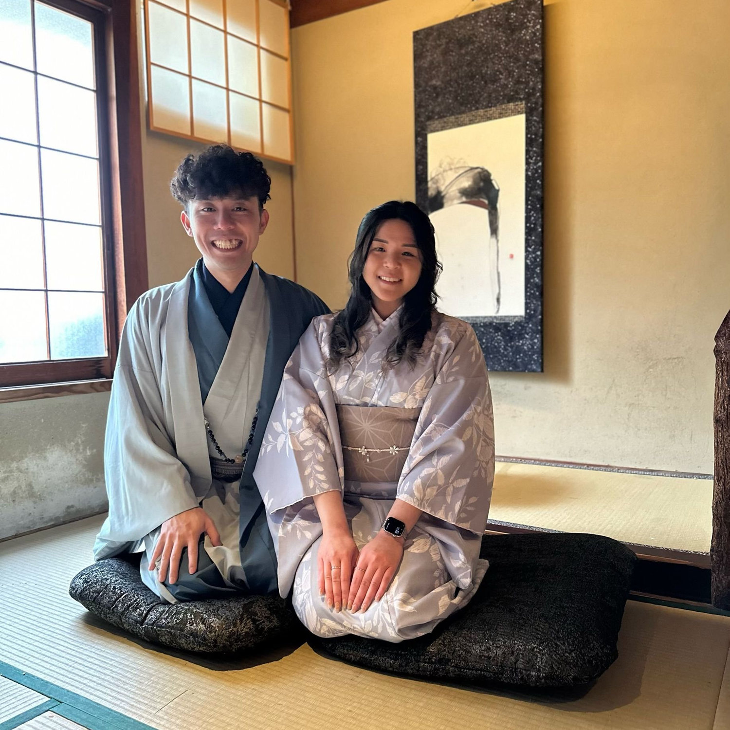 Wearing kimonos together. A must in Kyoto.