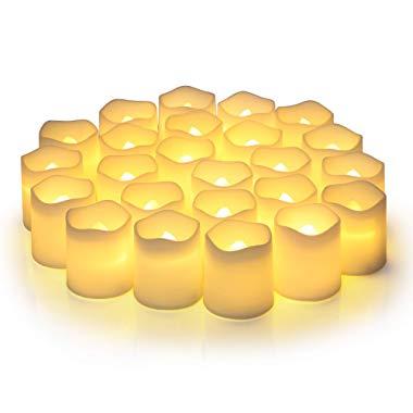 Flameless Votive Candles,Votive Flameless Candles,Flameless Votive Candles Flickering,Tea Light Candles Votive Led Candles in Warm White and Wave Open(Pack of 24)