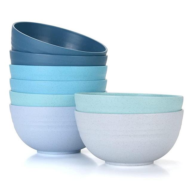 Cereal Bowls 24 OZ Microwave and Dishwasher Safe Bowl BPA Free E-Co Friendly Bowl Set Mixed Color for Cereal, Salad, Soup, Rice[Set of 8]