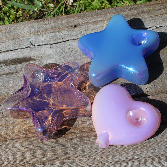 4.3" Glass Smoking Bowls Super Cute Star Heart Pink Blue Jade Galvanized Unique Smoke Pipes Tobacco Pipe Bowl Adorable Lovely Gift Girly