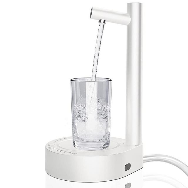 ATIDIE Intelligent Desktop Water Bottle Dispenser,USB Charging Automatic Drinking Water Bottle Pump for 5 Gallon & Universal Bottles, Portable Electric Water Dispenser for Home,Office,Outdoor (White)