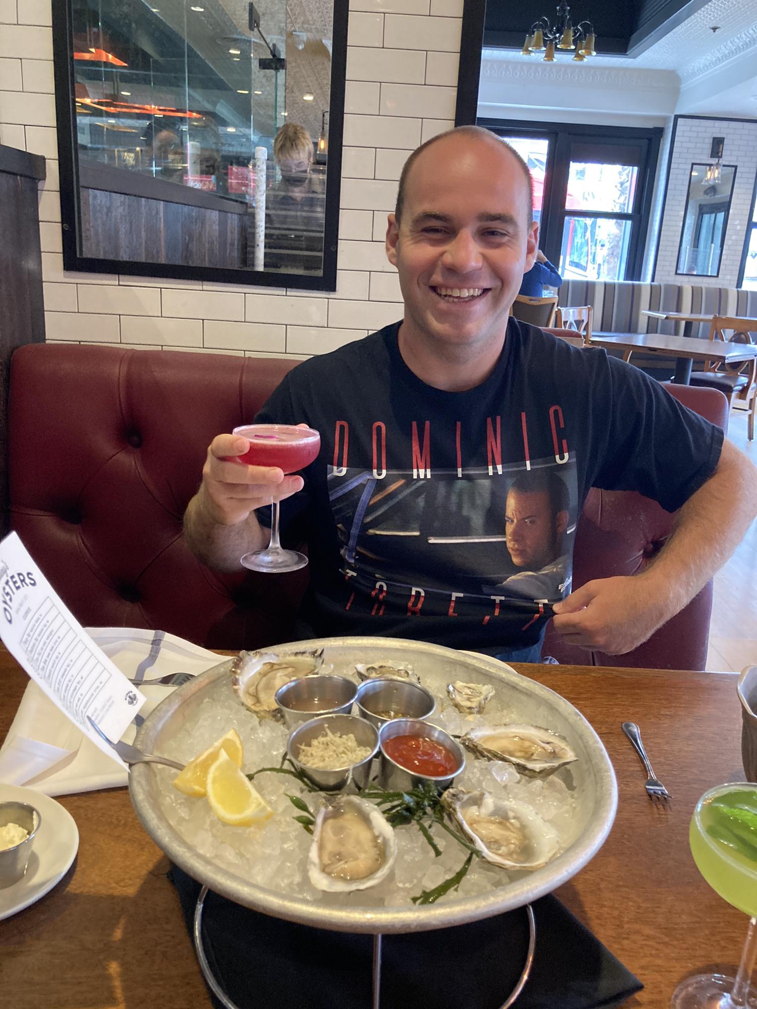 Oysters and Vin Diesel, two of Dylan's Favorite Things!, May 2021