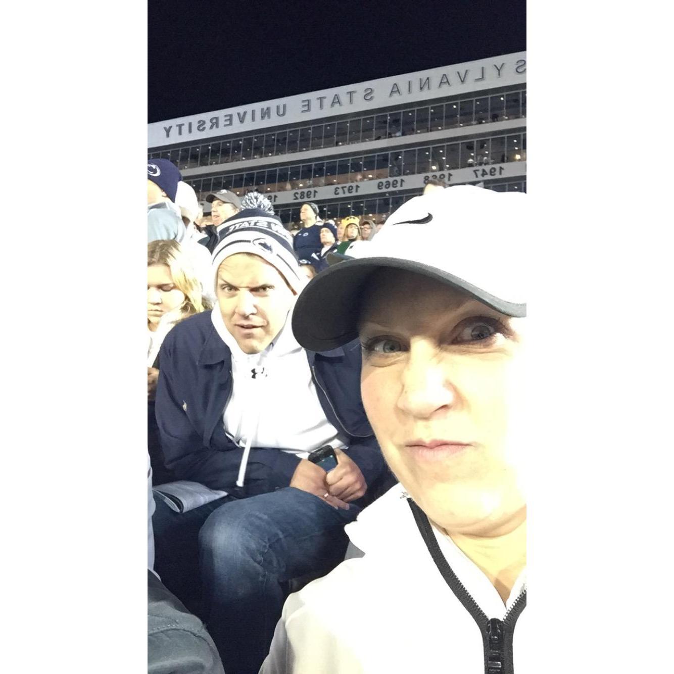Suzanne, brother Chris, and niece Ella at Penn State game