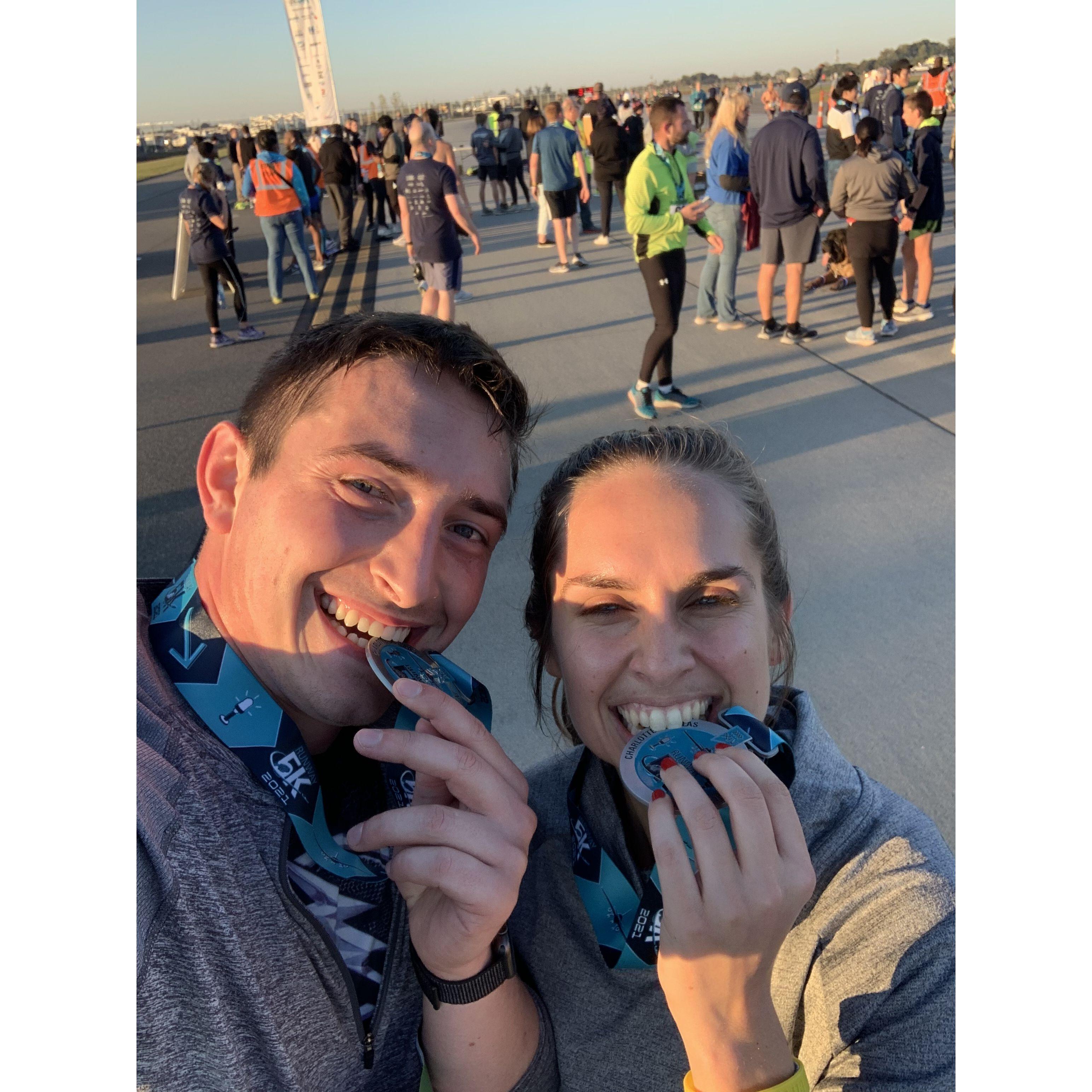 Celebrating finishing our first 5K together!