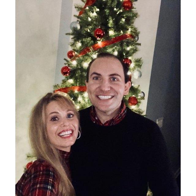 In front of our new Christmas tree