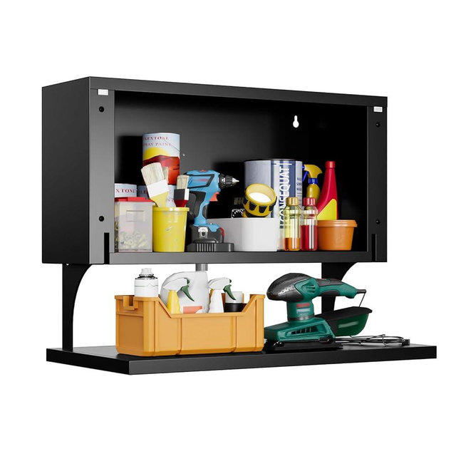 Yizosh Metal Wall Cabinet with Door,Wall Mounted Metal Storage Cabinet with Shelf,Floating Garage Tool Cabinet for Garage,Office,Warehouse,Kitchen