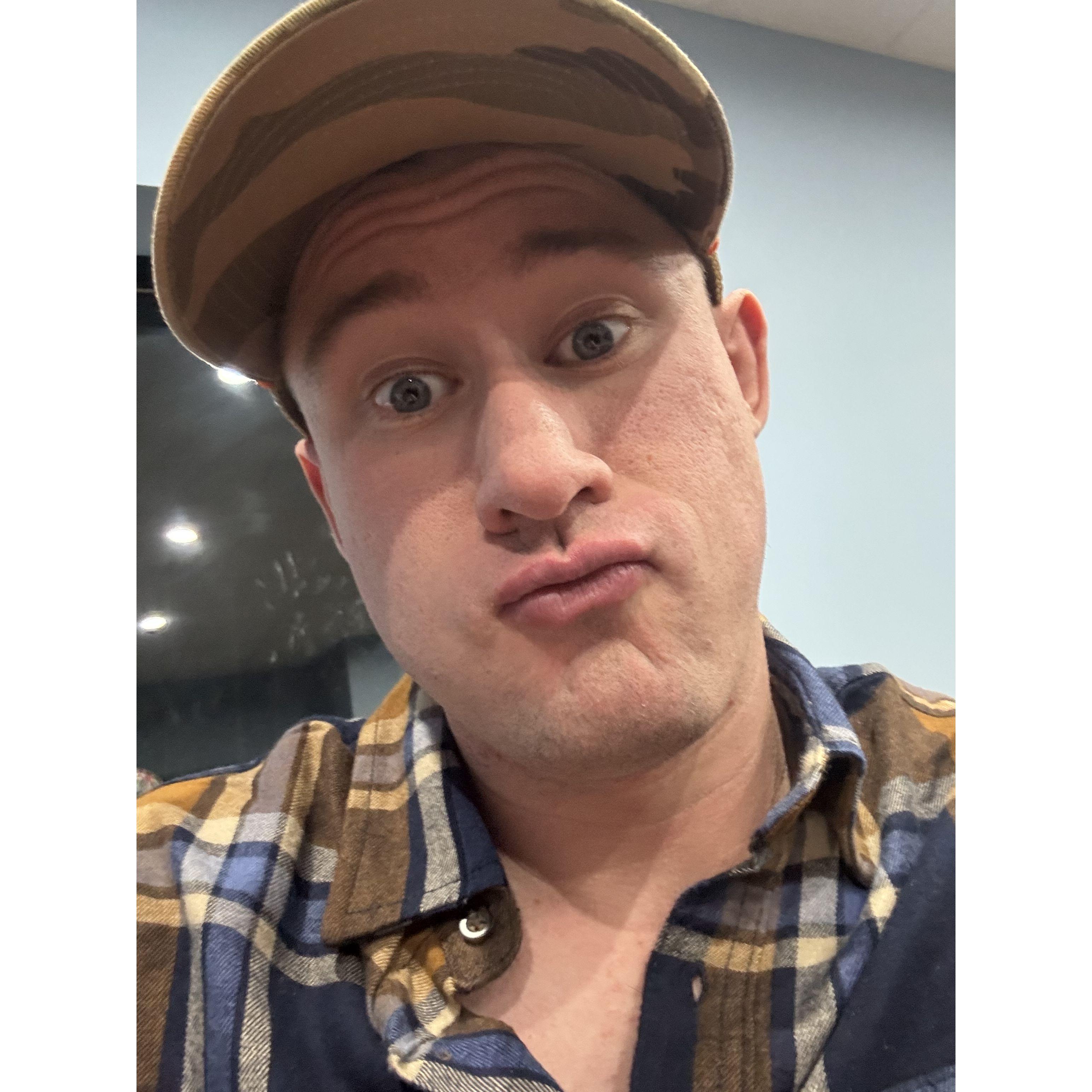 He thinks its a fun idea to take selfie with my phone.