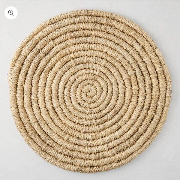 Natural Woven Abaca Round Placemat, 15" - Hudson Grace