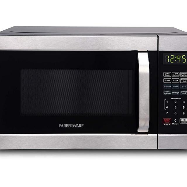 Farberware Classic FMO07AHTBKJ 0.7 Cu. Ft. 700-Watt Microwave Oven with LED Lighting, Brushed Stainless Steel