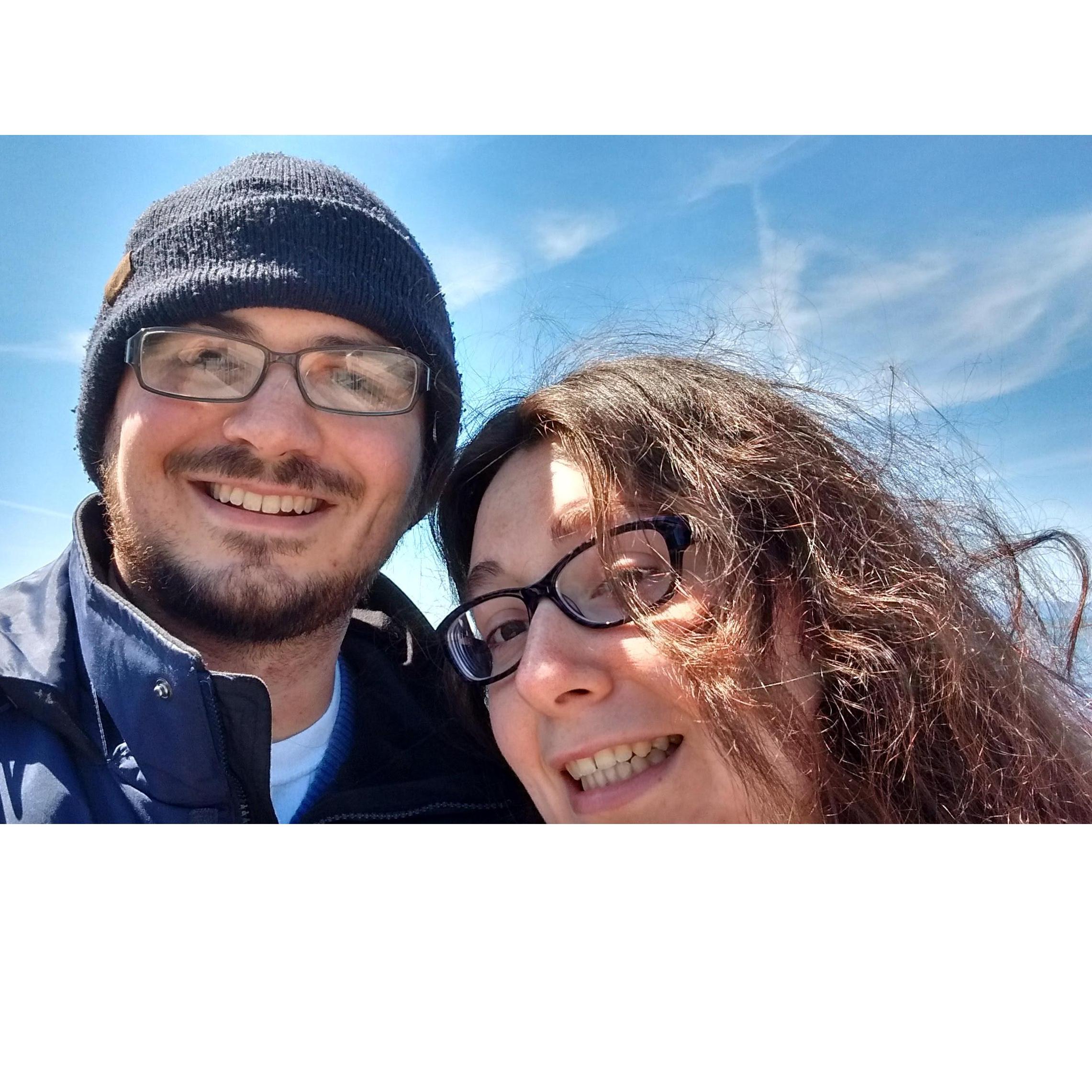 A cold spring day at Waterfront Park.  This picture is from 2016, a few days after our 5th anniversary.