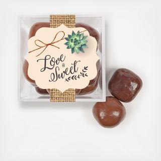 Set of 12 Sweet Burlap Favor Cubes with Chocolate Sea Salt Caramels ($0.96 ea.)