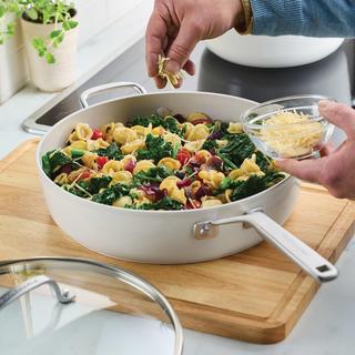 Hard Anodized Ceramic Induction Saute Pan with Lid