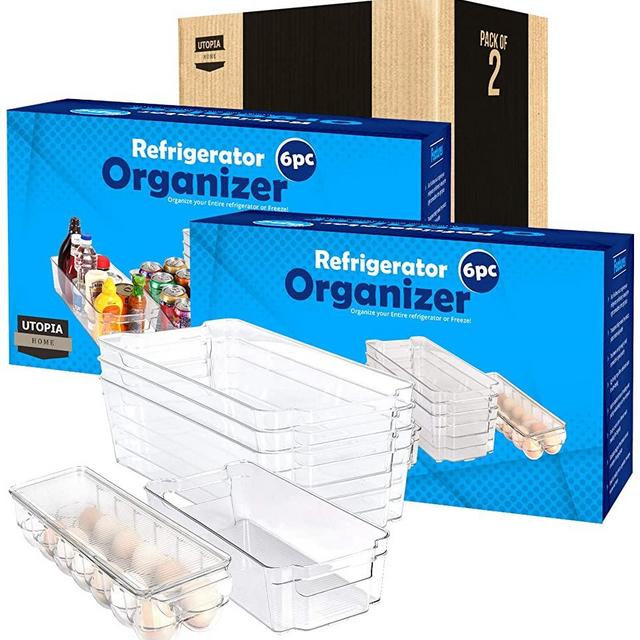 Utopia Home Set of 6 Fridge Organizer - Includes 6 Refrigerator Organizer  Bins (5 Drawers & 1 Egg Holder) - Storage Bins for Freezers, Countertops  and