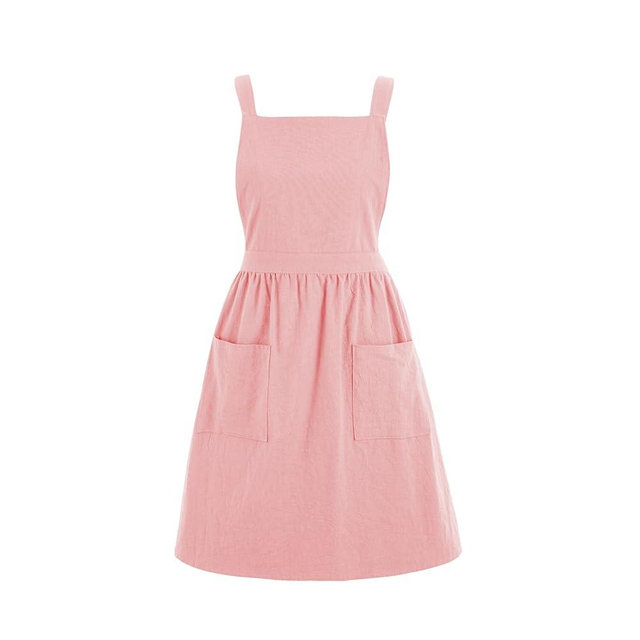 Pinknoke Cotton Linen Pinafore Apron Dress for Women with Pockets Cute Art Chef Aprons for Kitchen Baking Gardening Painting