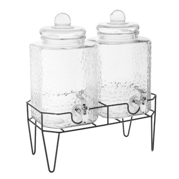 Glass Beverage Dispenser with Stand (Set of 2)