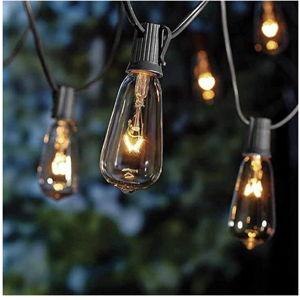 20Ft Outdoor String Lights with 22 Edison Bulbs(2 Spare), 7W E17 Intremediate Base ST40 Vintage Outdoor Patio Lights Waterproof UL Listed for Bistro Garden Backyard Party Wedding Decor-Black