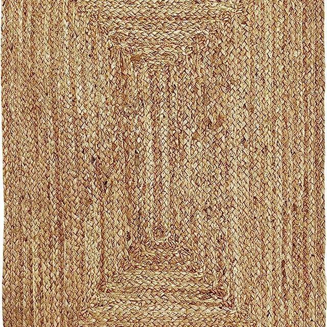 KEMA Jute Braided Area Rug, 4x6 Feet (48x72 Inches) - Rustic Vintage Braided Reversible Rectangular Rug, Shag Rugs for Bedroom, Jute Kitchen Rug, Living Room Rugs, Floor Rug