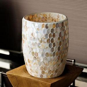 Natural Shell Mosaic Glass Waste Basket