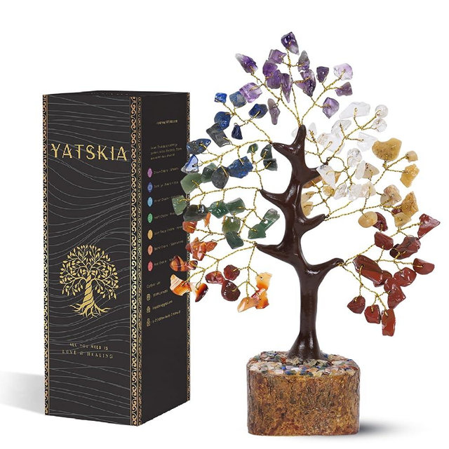 YATSKIA 7 Chakra Tree of Life, Gemstone Tree, Birthday Gifts for Women, Crystal Home Decor, Healing Crystals Room Decor, Ornaments for Living Room, Crystal Gifts for Women, Good Luck Gifts