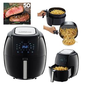 GoWISE USA 1700-Watt 5.8-Quarts 8-in-1 Digital Touchscreen Air Fryer XL + 50 Recipes for your Air Fryer Cookbook (Black)