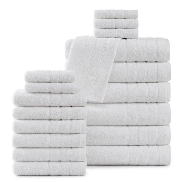 Casa Platino 100% Cotton White Bathroom Towels Set, 18 Piece Towel Set inclues 6 Large White Bath Towels(30"x 60"), 6 Hand Towels & 6 Washcloths, Towels for Bathroom -White Towels