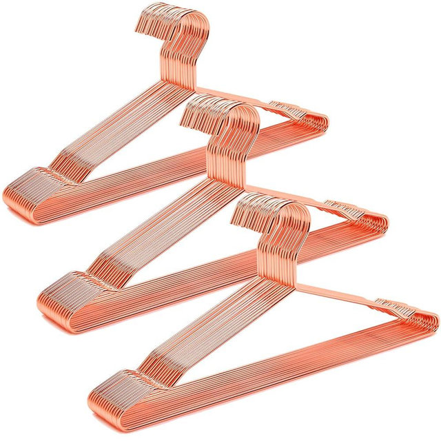 Amber Home 30 Pack 17" Rose Gold Strong Metal Hanger, Copper Clothes Hangers, Heavy Duty Coat Hangers, Standard Suit Hangers for Jacket, Shirt, Dress (Copper, 30)