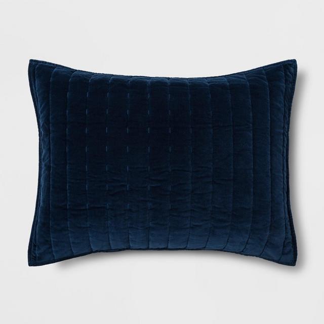 Standard Channel Stitch Velvet Sham Navy - Threshold™
