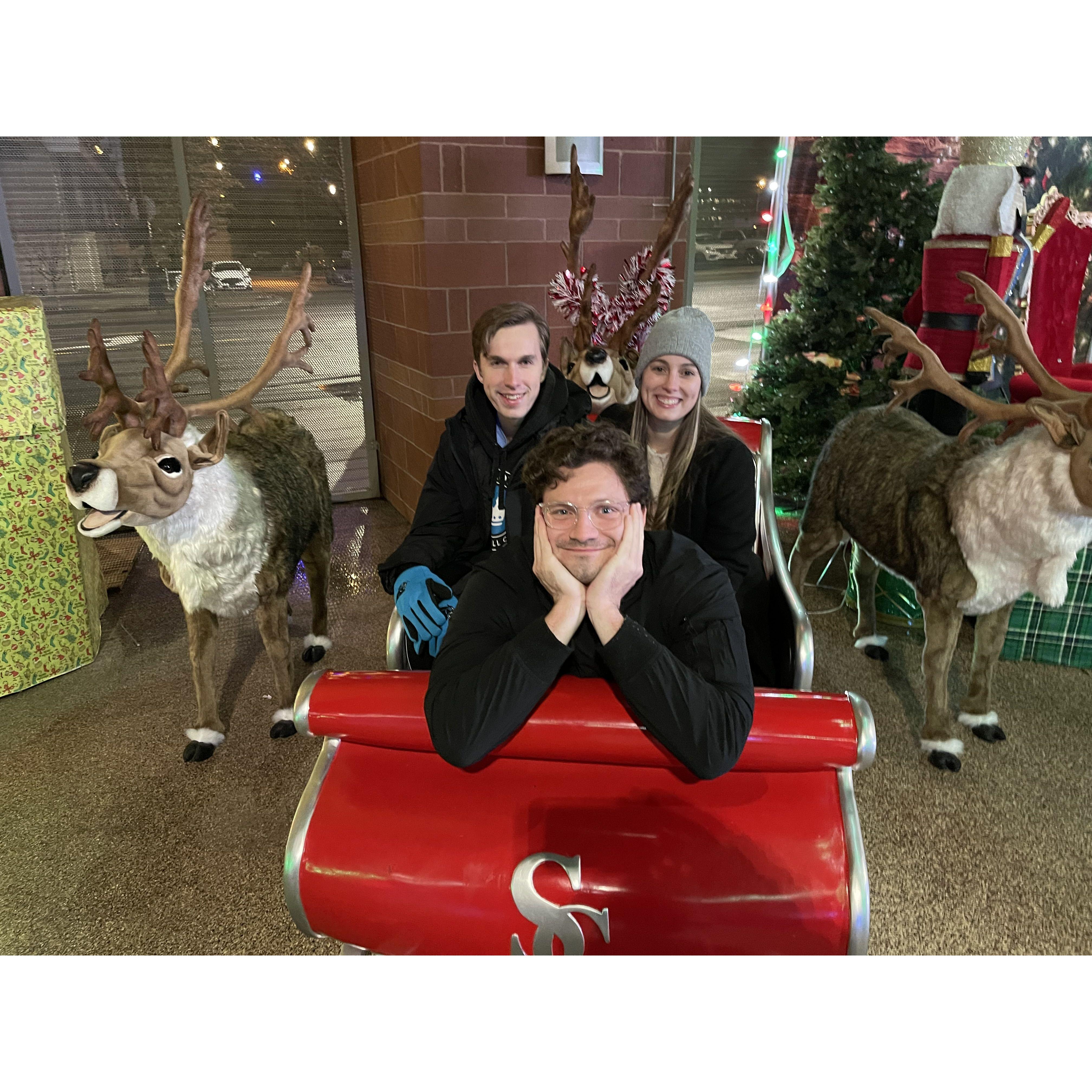 Walking around Charlotte Knights stadium looking at Christmas lights.