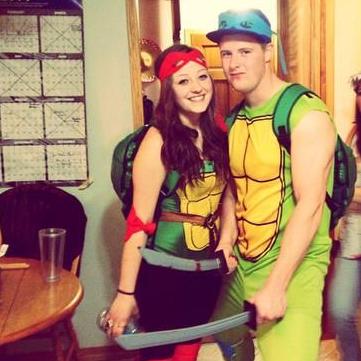 Our first Halloween together (these are still our costumes every year).