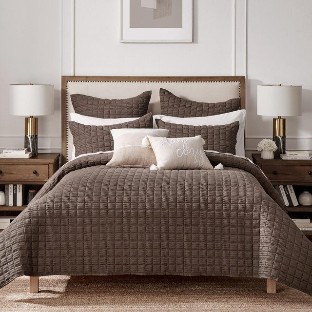 Cloud Waffle Cocoa King Quilt Set - Levtex Home