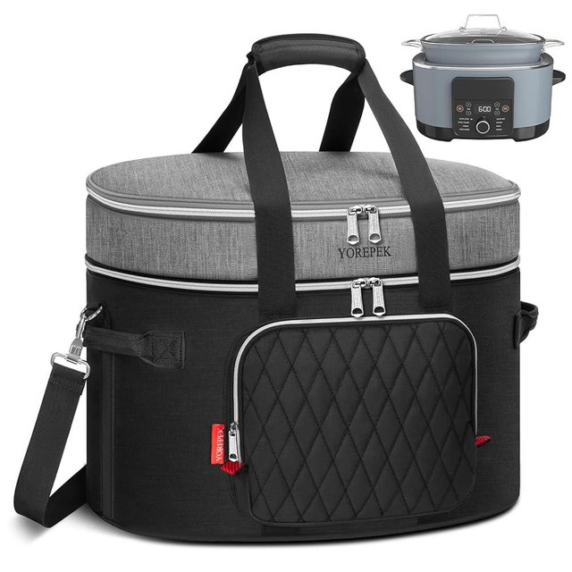 YOREPEK Carrying Bag for Ninja Crockpot 8.5 Quart Slow Cooker, 2 Layer Insulated Travel Case with Easy-Clean Lining & Shoulder Strap, Accessories for Ninja Foodi Possible Cooker Pro