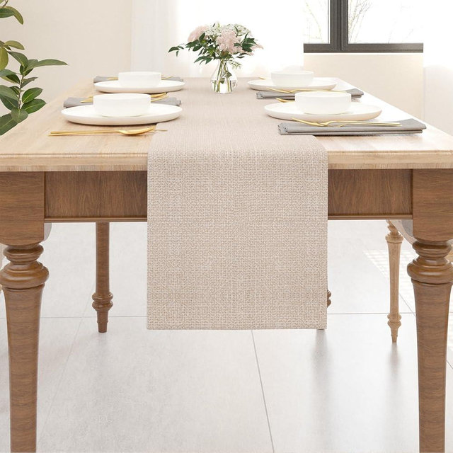 Soft Caddice Faux Linen 2 Side Table Runner, eco-Friendly Fabric Handcrafted Runner, Natural Linen 12 x 60 Inch