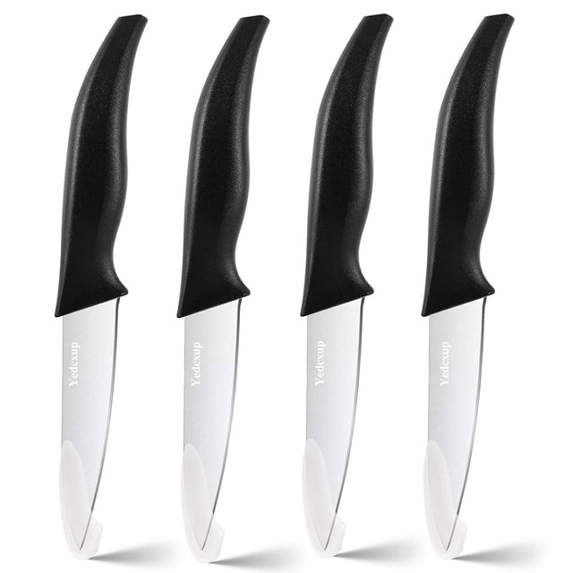 Yedcxup Paring Knives Set of 4-4'' Fruit Vegetable Paring Knives Large Sturdy Handle 4Cr14 Stainless Steel Sharp Blades Paring Knife Quick Cutting Small Kitchen Knife (4pcs/Black)