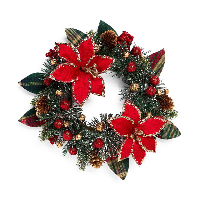 Salzburg Creations 4" Regal Poinsettia Candle Wreath Ring